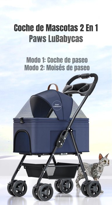COCHE LINO MASCOTAS PLEGABLE LUBABYCAS NEGRO 2 EN 1 - 2