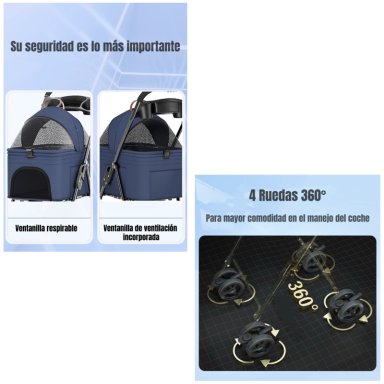 COCHE LINO MASCOTAS PLEGABLE LUBABYCAS NEGRO 2 EN 1 - 3