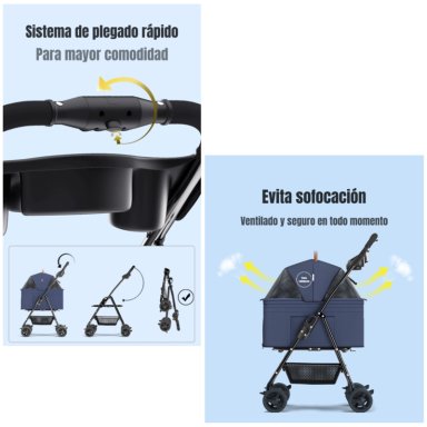 COCHE LINO MASCOTAS PLEGABLE LUBABYCAS NEGRO 2 EN 1 - 4