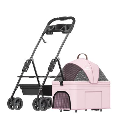 COCHE LINO MASCOTAS PLEGABLE LUBABYCAS ROSADO 2 EN 1 - 1