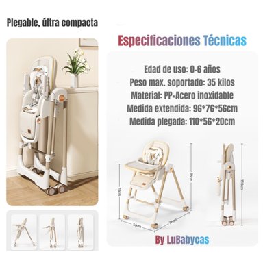 SILLA COMER LUBABYCAS COLUMPIO 2 EN 1 BLANCO - 8