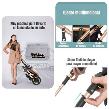 COCHE CUNA LUBABYCAS CON SILLA NIDO MUCHOS ACCESORIOS NEGRO - 5