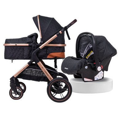 COCHE CUNA LUBABYCAS BABYPLUS CON SILLA NIDO Y ACCESORIOS NEGRO - 1