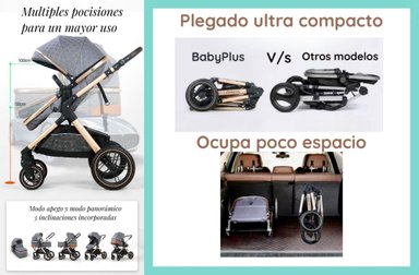COCHE CUNA LUBABYCAS BABYPLUS CON SILLA NIDO Y ACCESORIOS NEGRO - 5