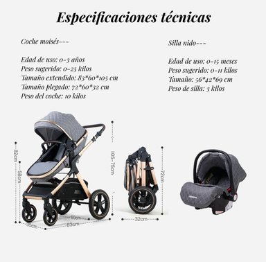 COCHE CUNA LUBABYCAS BABYPLUS CON SILLA NIDO Y ACCESORIOS NEGRO - 8