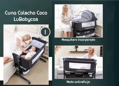 CUNA COLECHO CON MUDADOR Y ACCESORIOS LUBABYCAS GRIS - 2