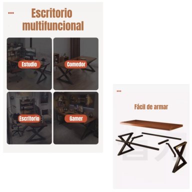 ESCRITORIO MESA COMEDOR GAMER 140*60*75CM LUBABYCAS - 3