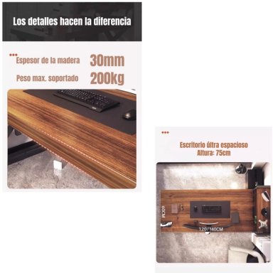 ESCRITORIO MESA COMEDOR GAMER 140*60*75CM LUBABYCAS - 5