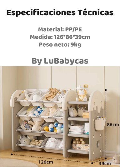ESTANTE INFANTIL ORGANIZADOR DE JUGUETES ESPACIOSO LUBABYCAS - 8