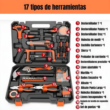 SET HERRAMIENTAS LUBABYCAS 17 TIPOS CAJA BY 105 PIEZAS - 2