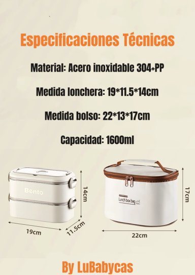 LONCHERA FIAMBRERA CALENTADORA MAS BOLSO TE RMICO LUBABYCAS - 8