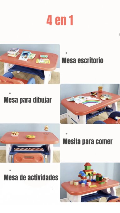 MESA CON SILLA MONTESSORI PARA NIÑOS 4 EN 1 BY LUBABYCAS - 3