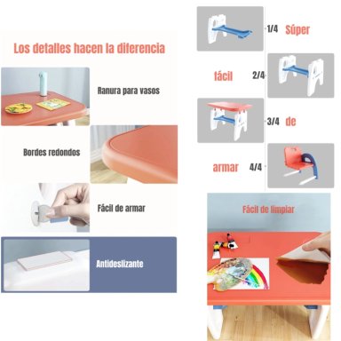 MESA CON SILLA MONTESSORI PARA NIÑOS 4 EN 1 BY LUBABYCAS - 6