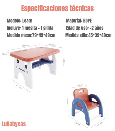 MESA CON SILLA MONTESSORI PARA NIÑOS 4 EN 1 BY LUBABYCAS - 8