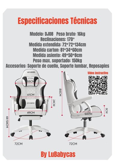 SILLA GAMER ERGONOMICA RECLINABLE CON REPOSAPIES NEGRA - 8