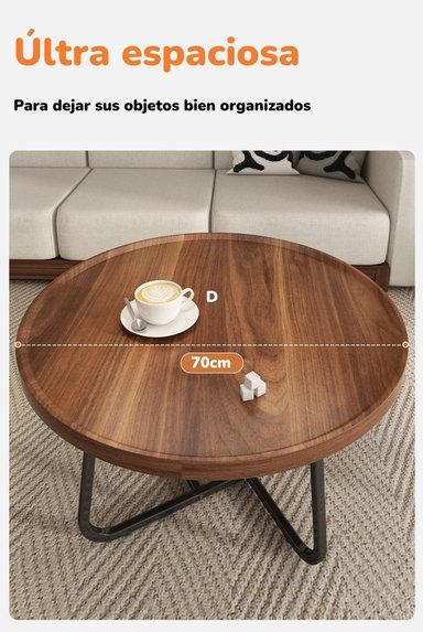 MESA CENTRO LUBABYCAS Q70 CAFE REDONDA 70CM - 2