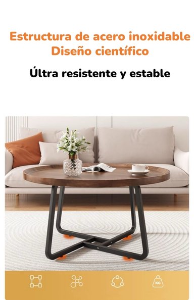 MESA CENTRO LUBABYCAS Q70 CAFE REDONDA 70CM - 6