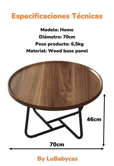 MESA CENTRO LUBABYCAS Q70 CAFE REDONDA 70CM - 8