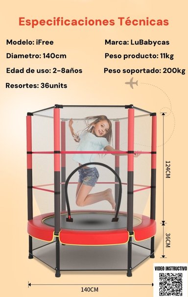 CAMA ELÁSTICA LUBABYCAS IFREE 140 CM DISEÑO ALTO ROSADA - 8