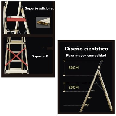 ESCALERA LUBABYCAS ALUMINIO DORADA 4 ESCALONES BY - 7