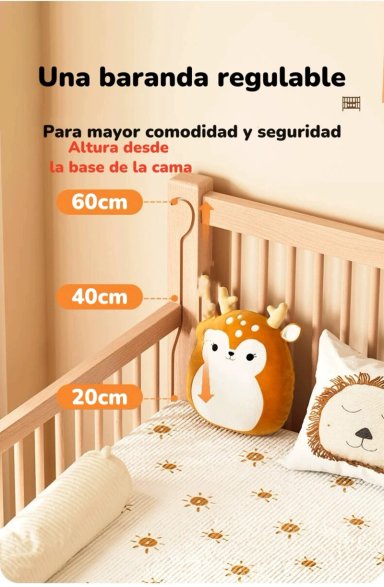 CAMA COLECHO LUBABYCAS PLUS MADERA CAFE 4 LATERALES CON COLCHÓN Y SABANA - 3