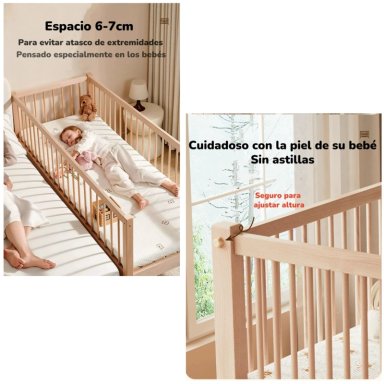 CAMA COLECHO LUBABYCAS PLUS MADERA CAFE 4 LATERALES CON COLCHÓN Y SABANA - 4