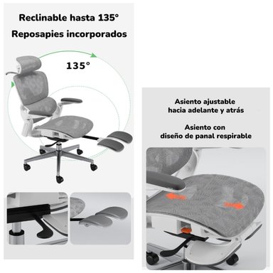 SILLA DE ESCRITORIO ULTRA PREMIUM E05 GRIS LUBABYCAS - 5