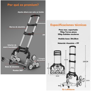 CARRO LUBABYCAS MODEL B CARGA PLEGABLE RUEDAS TREPADORAS - 8