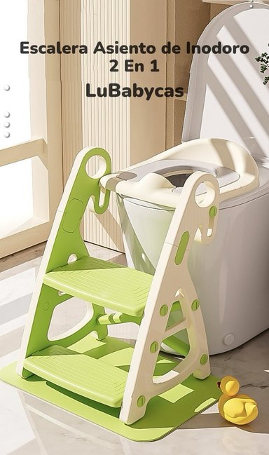 ASIENTO ADAPTADOR INODORO LUBABYCAS NIÑOS ESCALERA ROSADO - 2