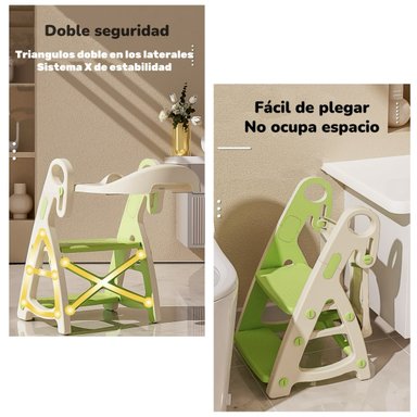 ASIENTO ADAPTADOR INODORO LUBABYCAS NIÑOS ESCALERA ROSADO - 4