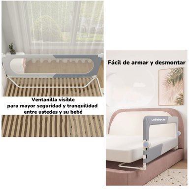 BARANDA CAMA LUBABYCAS PACK 3 PLEGABLE KING PROTECT ACERO INOXIDABLE GRIS - 7
