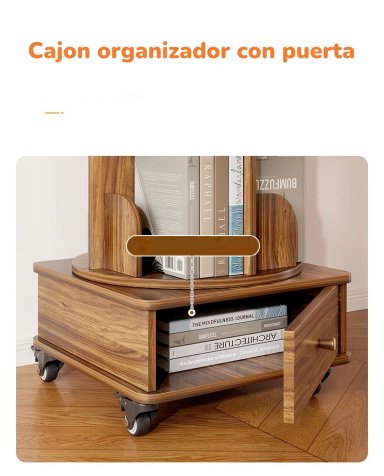 BIBLIOTECA GIRATORIA 360 LIBRERO ORGANIZADOR CON CAJON 173CM - 4