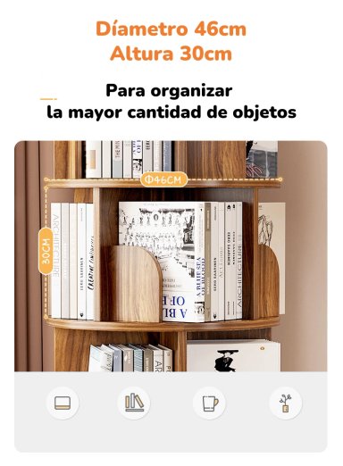 BIBLIOTECA GIRATORIA 360 LIBRERO ORGANIZADOR CON CAJON 173CM - 5
