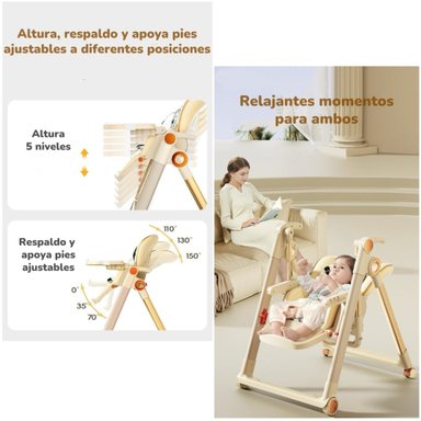 SILLA DE COMER COLUMPIO 2 EN 1 CON PROTECTOR CREMA LUBABYCAS - 4