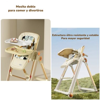 SILLA DE COMER COLUMPIO 2 EN 1 CON PROTECTOR CREMA LUBABYCAS - 6