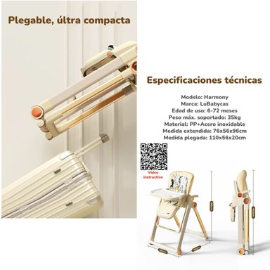 SILLA DE COMER COLUMPIO 2 EN 1 CON PROTECTOR CREMA LUBABYCAS - 8