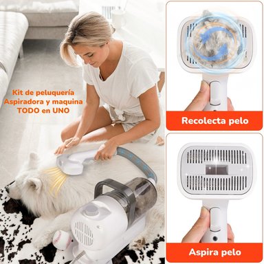 KIT ASEO ASPIRADORA CORTAPELOS PROFESIONAL 2 EN 1 MASCOTAS - 4