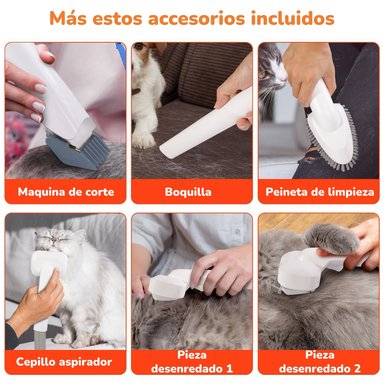 KIT ASEO ASPIRADORA CORTAPELOS PROFESIONAL 2 EN 1 MASCOTAS - 5