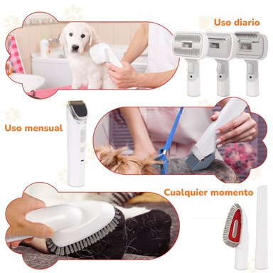 KIT ASEO ASPIRADORA CORTAPELOS PROFESIONAL 2 EN 1 MASCOTAS - 9