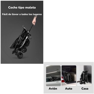 COCHE DE PASEO REVERSIBLE 4 RUEDAS 360°SPACE NEGRO LUBABYCAS - 4