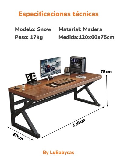 ESCRITORIO DE MADERA DISEÑO K SNOW 120CM LUBABYCAS - 3