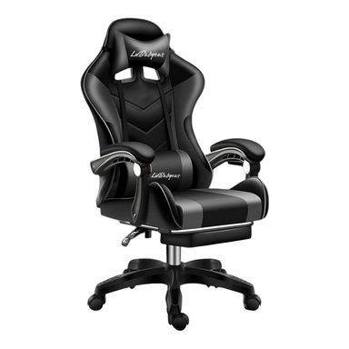 SILLA GAMER RECLINABLE CON REPOSA PIES NEGRA LUBABYCAS - 1