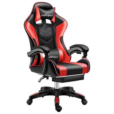 SILLA GAMER RECLINABLE CON REPOSA PIES ROJA LUBABYCAS - 1