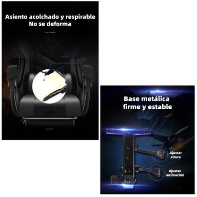 SILLA GAMER RECLINABLE CON REPOSA PIES ROJA LUBABYCAS - 5