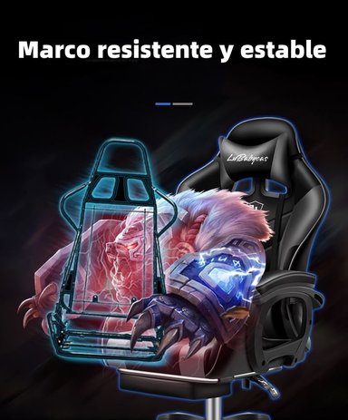SILLA GAMER RECLINABLE CON REPOSA PIES ROJA LUBABYCAS - 7