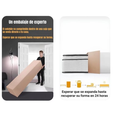 COLCHON 2 PLAZAS COMPRIMIDO NUBE POCKET 150X200X30CM - 5