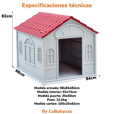 CASA DE PERRO MASCOTA EXTERIOR GRANDE 98CM ROJA BY LUBABYCAS - 8