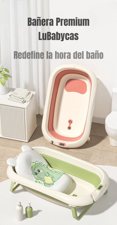 BAÑERA CON TERMÓMETRO Y COJÍN PREMIUM VERDE LUBABCYAS - 2