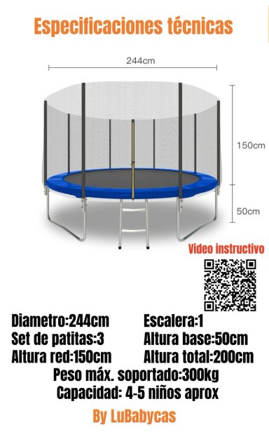 CAMA ELASTICA TRAMPOLINE 244CM ESCALERA ANDES BY LUBABYCAS - 8