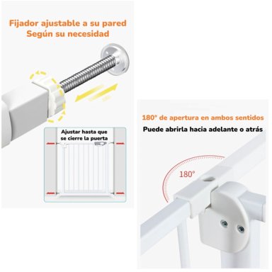 PUERTA SEGURIDAD REJA EXPANDIBLE PARA BEBE  77-92CM LUBABYCAS - 3